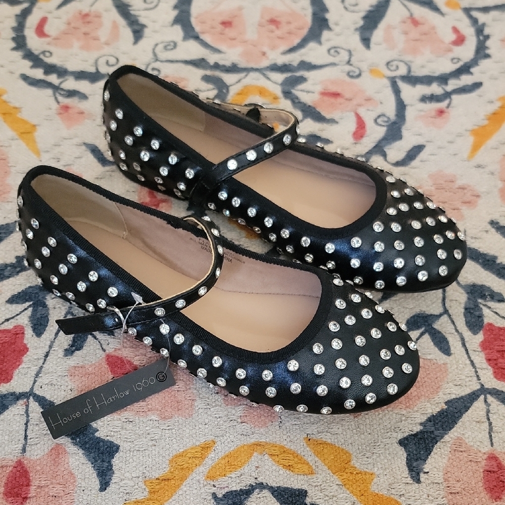 House of Harlow Black Studded Flats